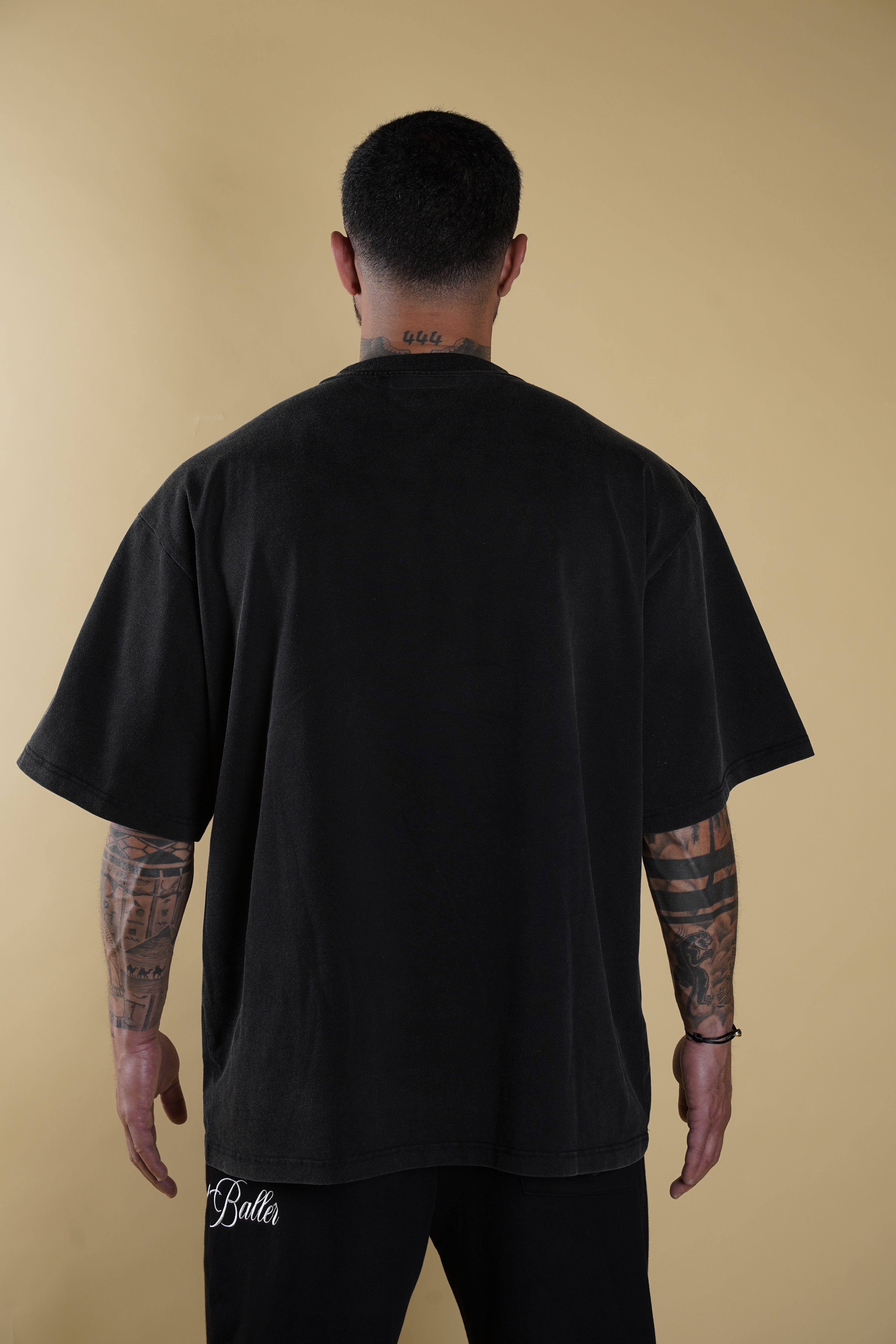 GB INITIAL BLACK WASHED T-SHIRT