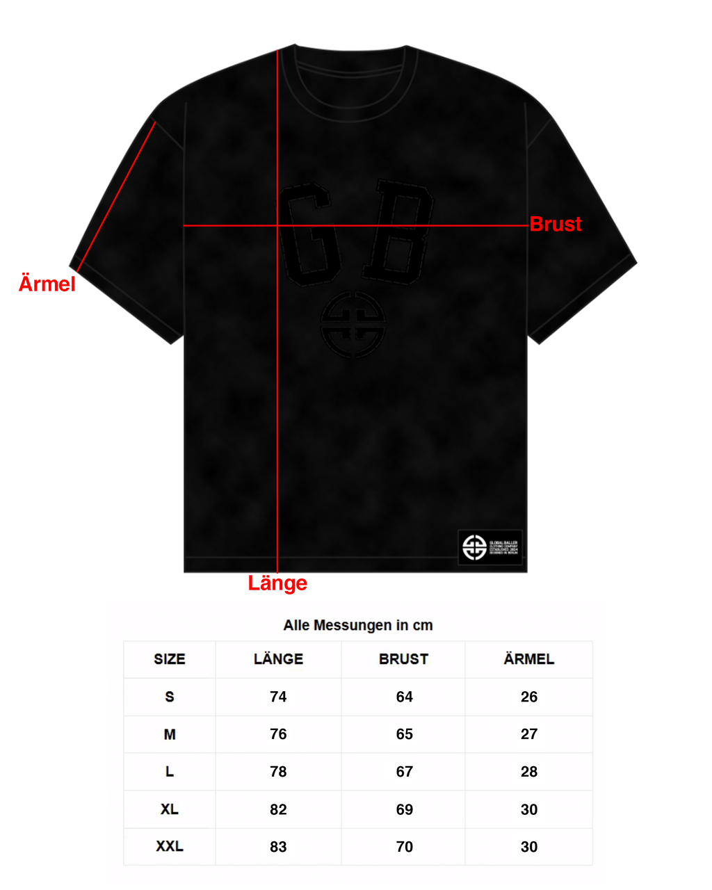 GB INITIAL BLACK WASHED T-SHIRT
