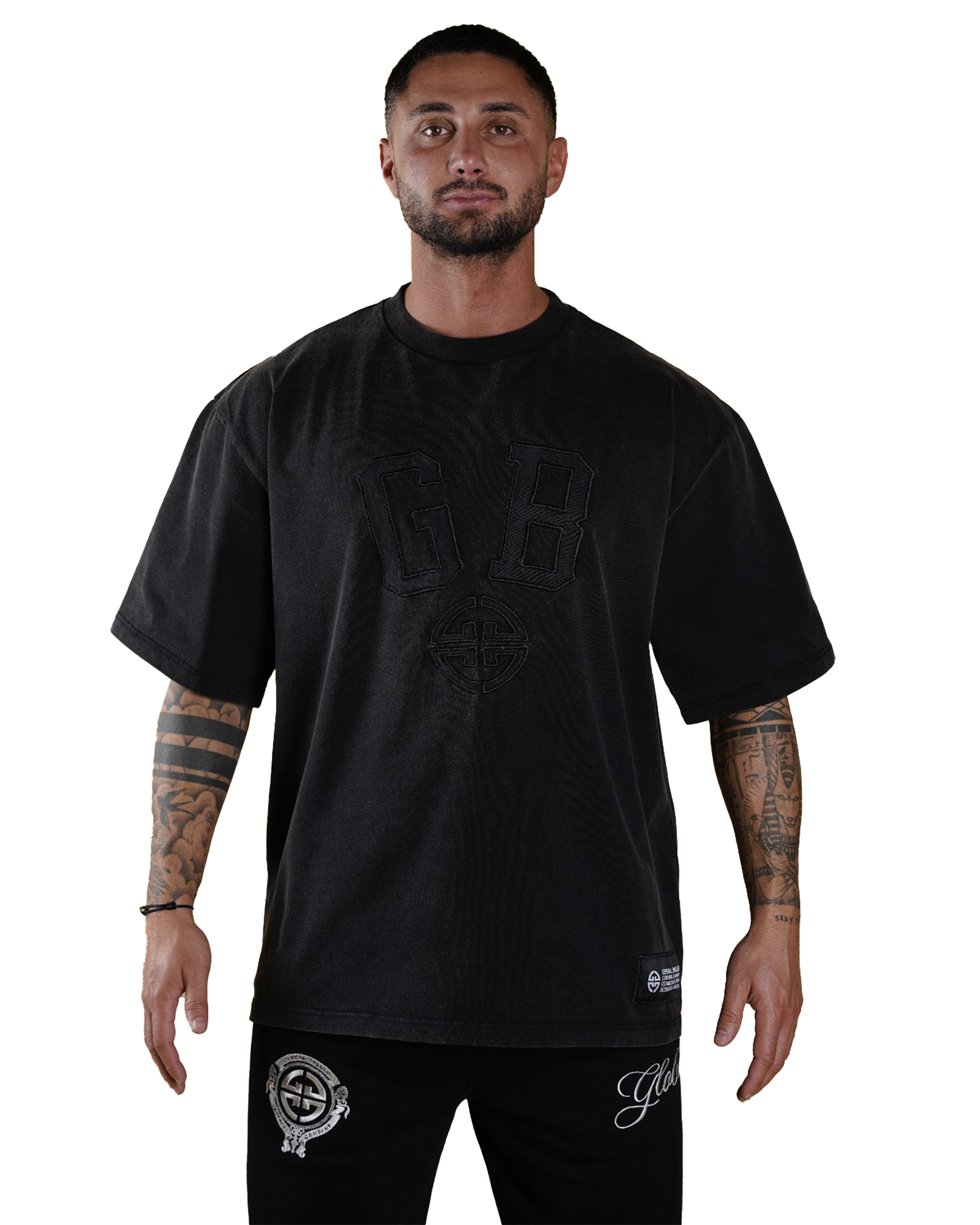GB INITIAL BLACK WASHED T-SHIRT